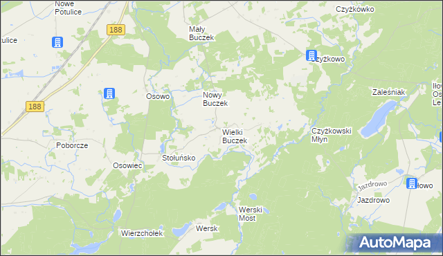 mapa Wielki Buczek gmina Lipka, Wielki Buczek gmina Lipka na mapie Targeo