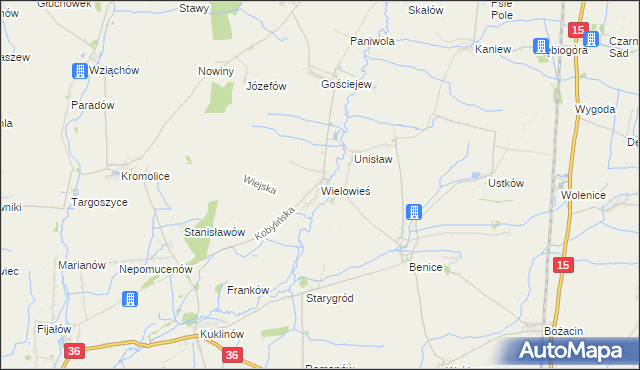 mapa Wielowieś gmina Krotoszyn, Wielowieś gmina Krotoszyn na mapie Targeo