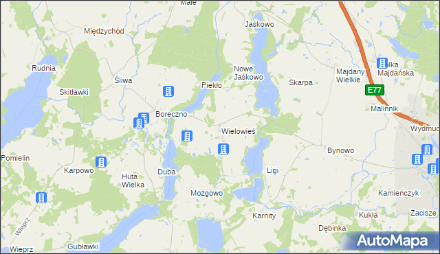 mapa Wielowieś gmina Zalewo, Wielowieś gmina Zalewo na mapie Targeo