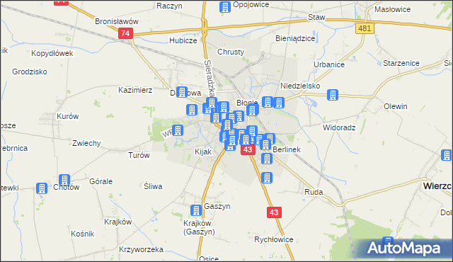 mapa Wieluń, Wieluń na mapie Targeo