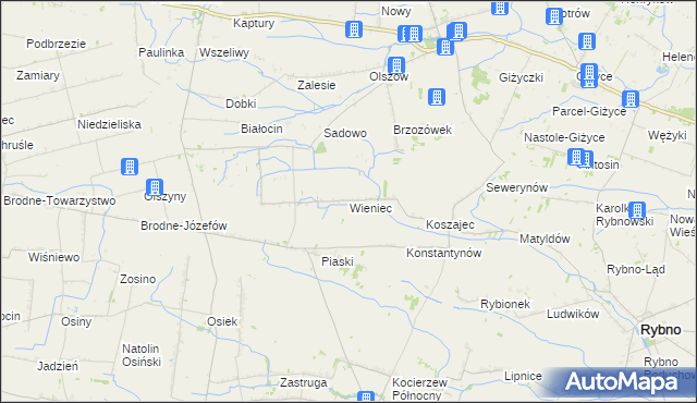 mapa Wieniec gmina Iłów, Wieniec gmina Iłów na mapie Targeo