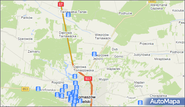 mapa Wieprzowe Jezioro, Wieprzowe Jezioro na mapie Targeo