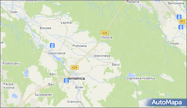mapa Wierchlesie, Wierchlesie na mapie Targeo