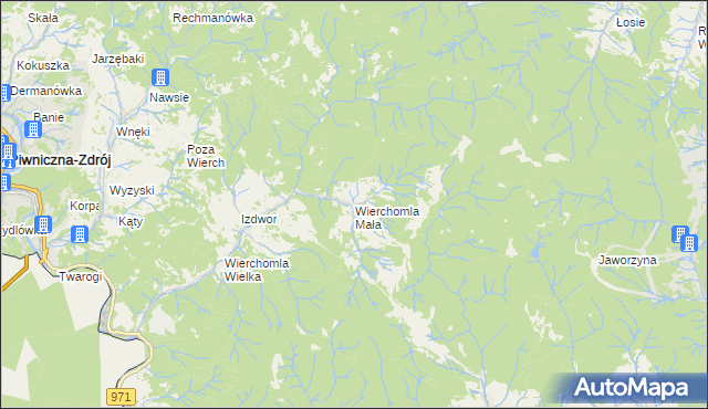 mapa Wierchomla Mała, Wierchomla Mała na mapie Targeo
