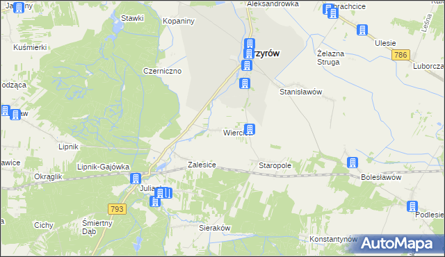 mapa Wiercica, Wiercica na mapie Targeo