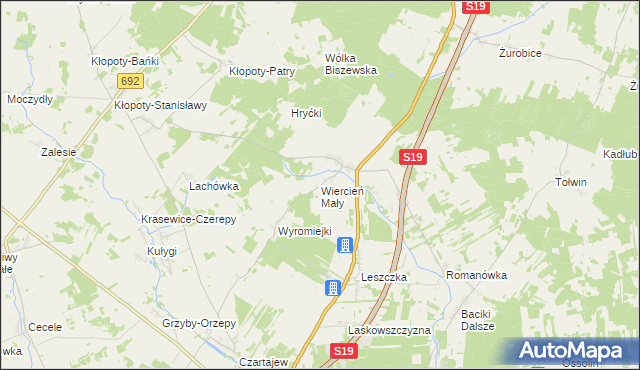 mapa Wiercień Mały, Wiercień Mały na mapie Targeo