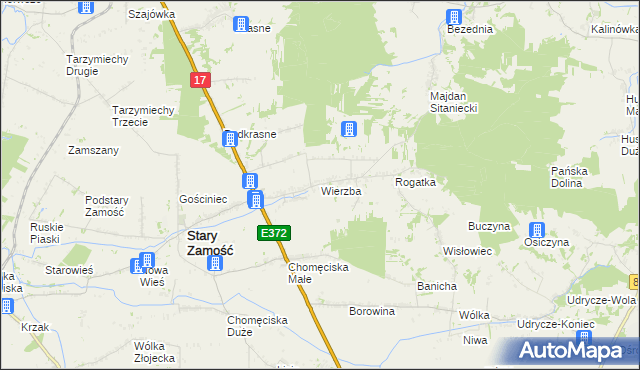 mapa Wierzba gmina Stary Zamość, Wierzba gmina Stary Zamość na mapie Targeo