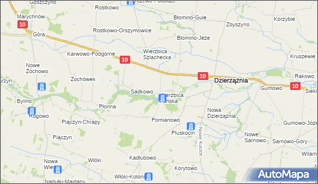 mapa Wierzbica Pańska, Wierzbica Pańska na mapie Targeo