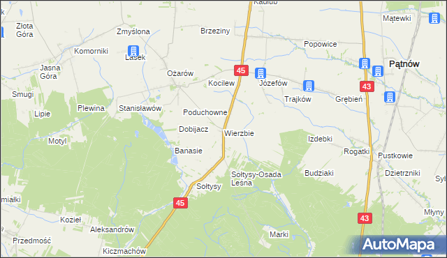 mapa Wierzbie gmina Praszka, Wierzbie gmina Praszka na mapie Targeo