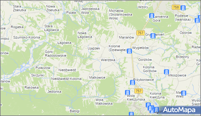 mapa Wierzbka, Wierzbka na mapie Targeo