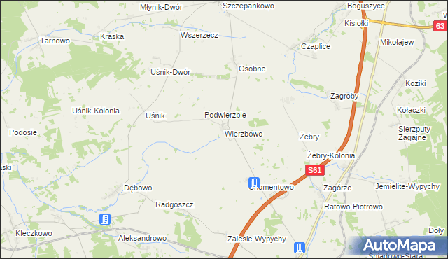 mapa Wierzbowo gmina Śniadowo, Wierzbowo gmina Śniadowo na mapie Targeo
