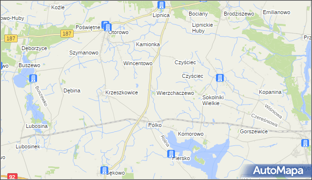 mapa Wierzchaczewo, Wierzchaczewo na mapie Targeo