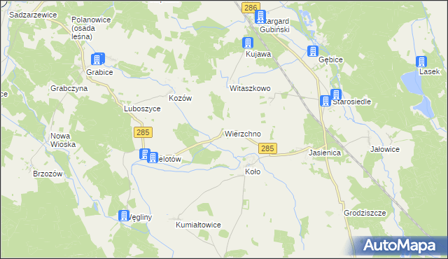 mapa Wierzchno gmina Brody, Wierzchno gmina Brody na mapie Targeo