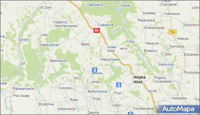 mapa Wierzchowie, Wierzchowie na mapie Targeo