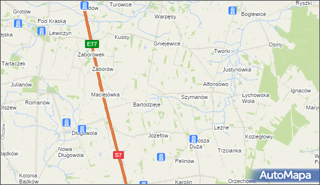 mapa Wierzchowina gmina Jasieniec, Wierzchowina gmina Jasieniec na mapie Targeo