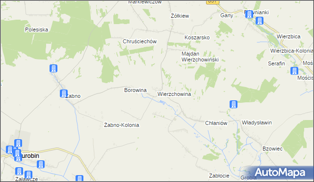 mapa Wierzchowina gmina Żółkiewka, Wierzchowina gmina Żółkiewka na mapie Targeo