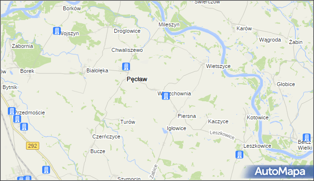 mapa Wierzchownia gmina Pęcław, Wierzchownia gmina Pęcław na mapie Targeo