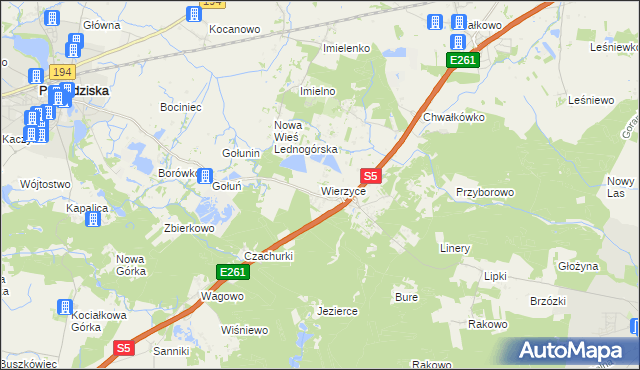 mapa Wierzyce, Wierzyce na mapie Targeo