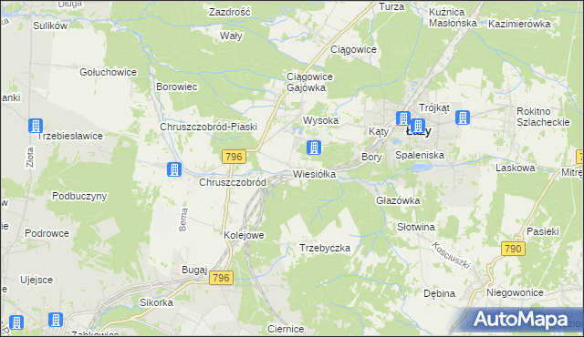 mapa Wiesiółka gmina Łazy, Wiesiółka gmina Łazy na mapie Targeo