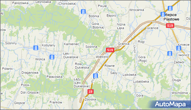 mapa Wietrzno gmina Dukla, Wietrzno gmina Dukla na mapie Targeo