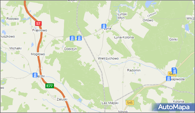 mapa Wietrzychowo, Wietrzychowo na mapie Targeo