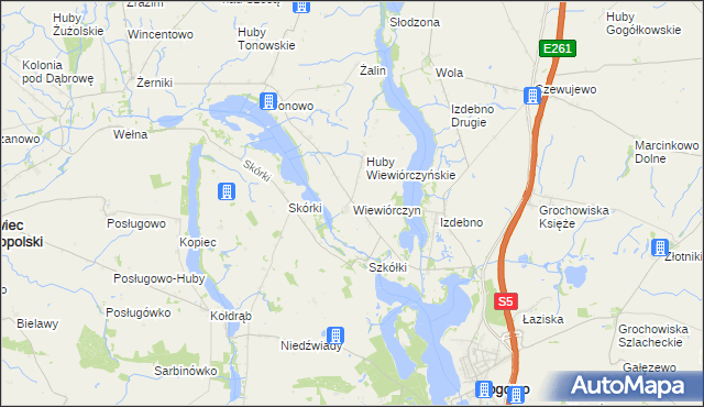 mapa Wiewiórczyn gmina Rogowo, Wiewiórczyn gmina Rogowo na mapie Targeo