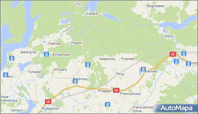 mapa Wiewiórka gmina Iława, Wiewiórka gmina Iława na mapie Targeo