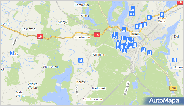 mapa Wikielec gmina Iława, Wikielec gmina Iława na mapie Targeo