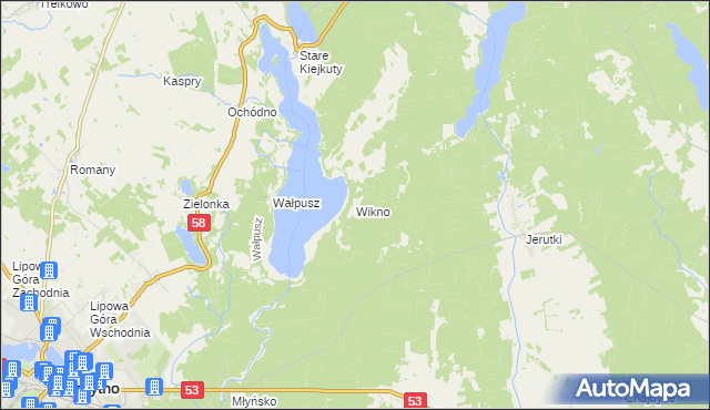 mapa Wikno gmina Szczytno, Wikno gmina Szczytno na mapie Targeo