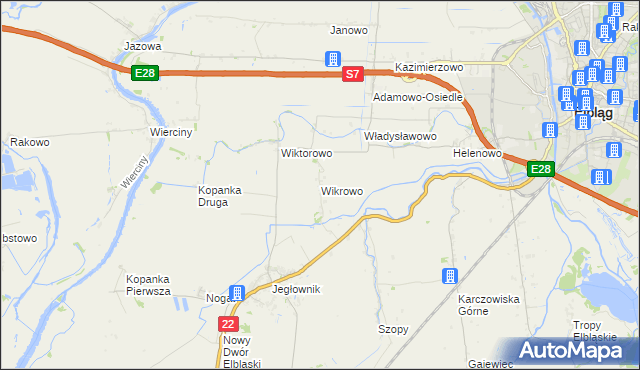 mapa Wikrowo gmina Gronowo Elbląskie, Wikrowo gmina Gronowo Elbląskie na mapie Targeo