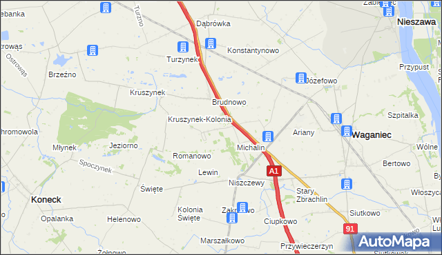 mapa Wiktoryn gmina Waganiec, Wiktoryn gmina Waganiec na mapie Targeo