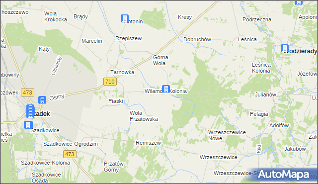 mapa Wilamów gmina Szadek, Wilamów gmina Szadek na mapie Targeo