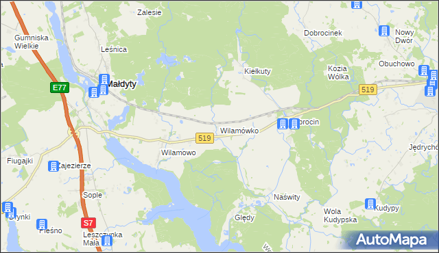 mapa Wilamówko, Wilamówko na mapie Targeo