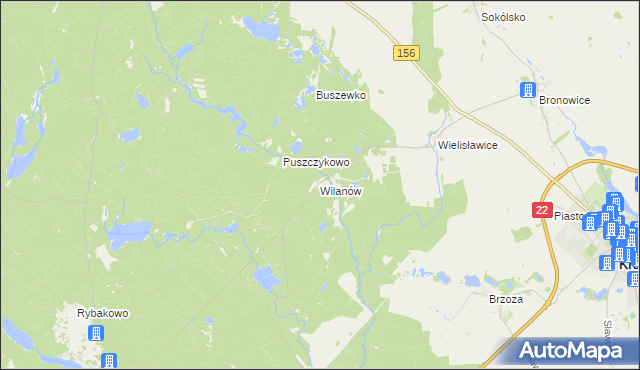 mapa Wilanów gmina Strzelce Krajeńskie, Wilanów gmina Strzelce Krajeńskie na mapie Targeo