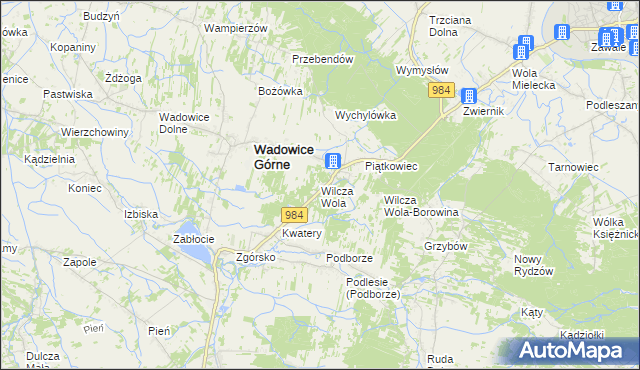 mapa Wilcza Wola gmina Radomyśl Wielki, Wilcza Wola gmina Radomyśl Wielki na mapie Targeo