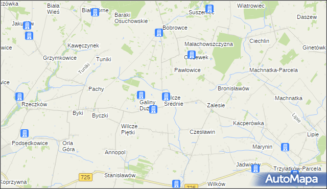 mapa Wilcze Średnie, Wilcze Średnie na mapie Targeo