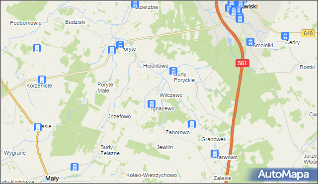 mapa Wilczewo gmina Stawiski, Wilczewo gmina Stawiski na mapie Targeo