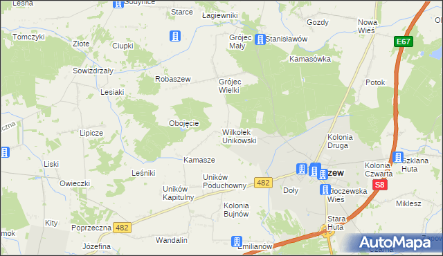 mapa Wilkołek Unikowski, Wilkołek Unikowski na mapie Targeo