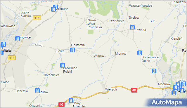 mapa Wilków gmina Biała, Wilków gmina Biała na mapie Targeo
