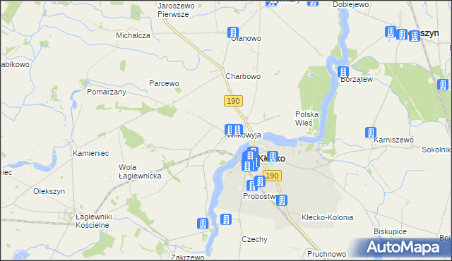 mapa Wilkowyja gmina Kłecko, Wilkowyja gmina Kłecko na mapie Targeo
