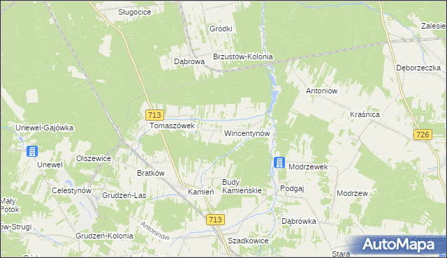 mapa Wincentynów, Wincentynów na mapie Targeo