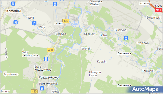 mapa Wiórek, Wiórek na mapie Targeo