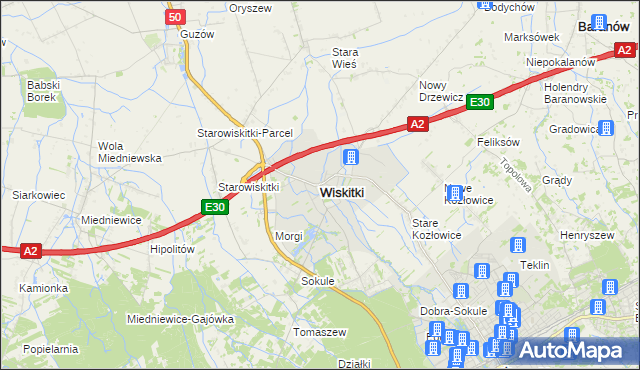 mapa Wiskitki, Wiskitki na mapie Targeo