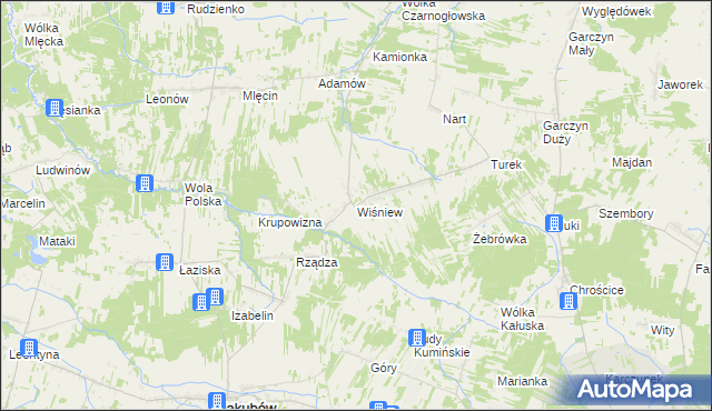 mapa Wiśniew gmina Jakubów, Wiśniew gmina Jakubów na mapie Targeo