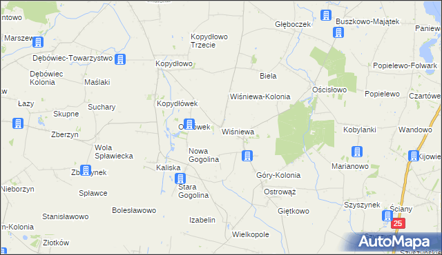mapa Wiśniewa gmina Wilczyn, Wiśniewa gmina Wilczyn na mapie Targeo