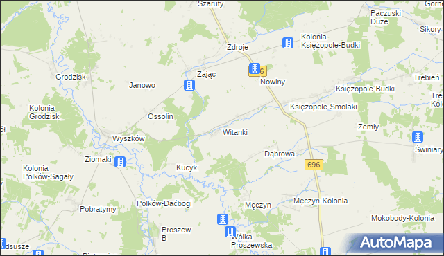 mapa Witanki, Witanki na mapie Targeo