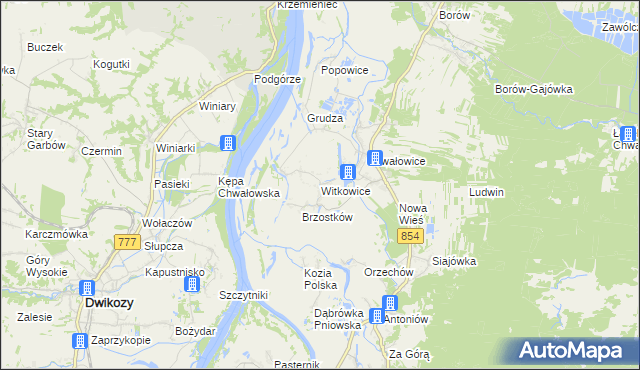 mapa Witkowice gmina Radomyśl nad Sanem, Witkowice gmina Radomyśl nad Sanem na mapie Targeo