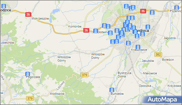 mapa Witoszów Dolny, Witoszów Dolny na mapie Targeo