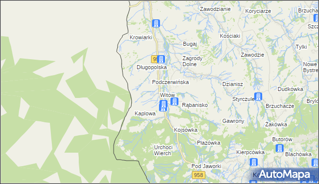 mapa Witów gmina Kościelisko, Witów gmina Kościelisko na mapie Targeo