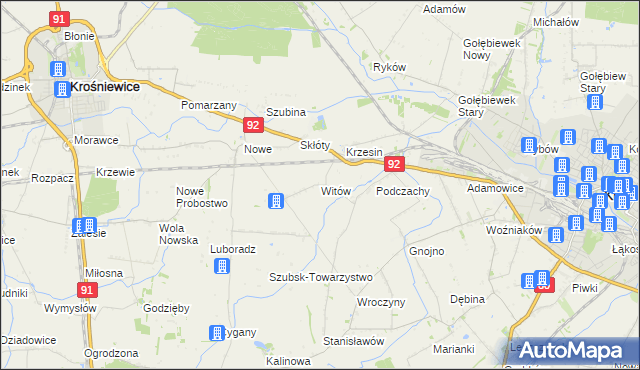 mapa Witów gmina Krośniewice, Witów gmina Krośniewice na mapie Targeo